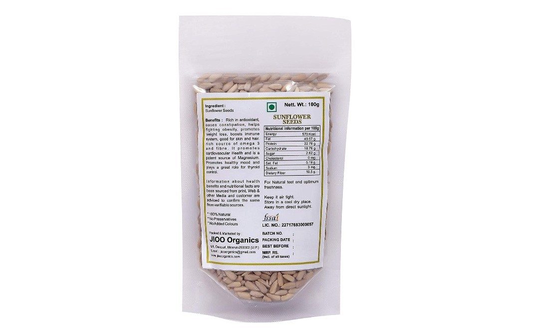 Jioo Organics Sunflower Seeds    Pack  100 grams